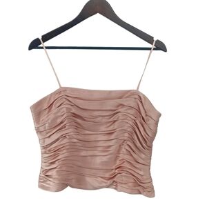 Kay Unger Pink Ruched Silk Camisole Top Formal Evening Wedding Glamour Size 16